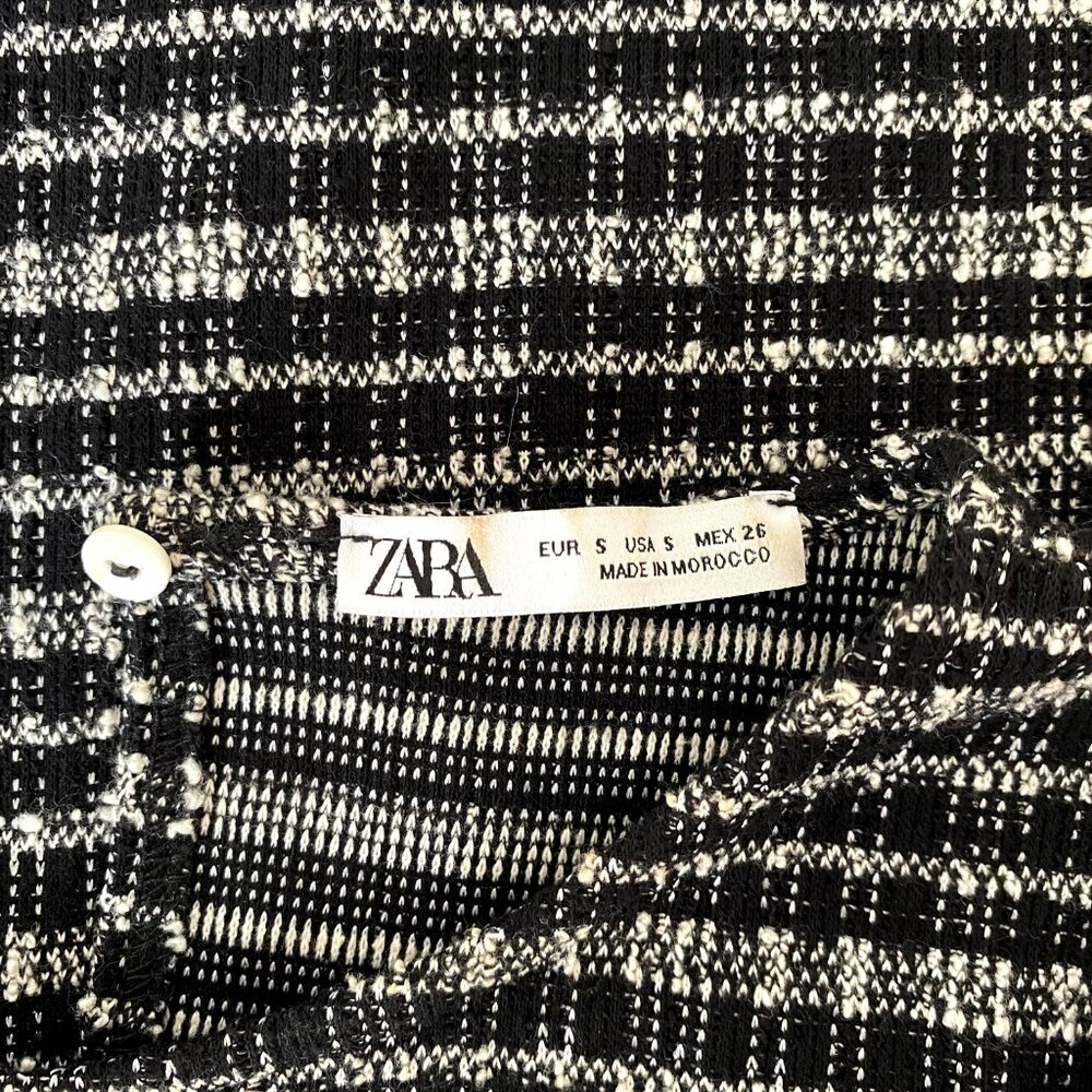 ⚫ ⚪ Chic Zara b&w shift dress with puff sleeves in tweed-like fabric ⚪ ⚫ - Picture 7 of 8